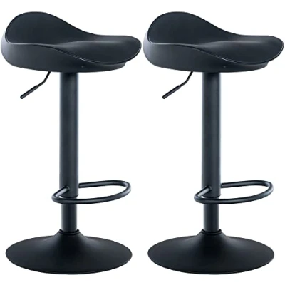 Abbildung von CLP 2er Set Barhocker Alisson Höhenverstellbar Mit Fußstütze 360 Grad Drehbar Tresenhocker Ergonomisch, Farbe:schwarz