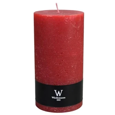Abbildung von Wiedemann Marble Rustik Kerzen, Stumpenkerzen, Weihnachtsrot (Rubin Rot) 190 x Ø 98 mm