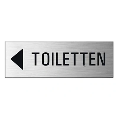 Abbildung von OFFORM DESIGN Hinweisschild Toiletten links Schild 240x80 mm Aluminium selbstklebend, (1 St)