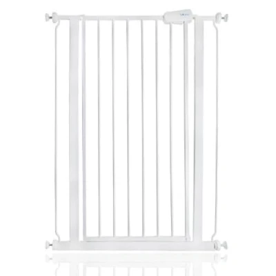 Abbildung von Safetots Extrahoher Metall Sicherheitsgitter, Druckmontage, 75cm 82.6cm, Weiß, 104cm Höhe, Extrahohe Treppengitter, Gitter für hohe Babys, Einfache Installation