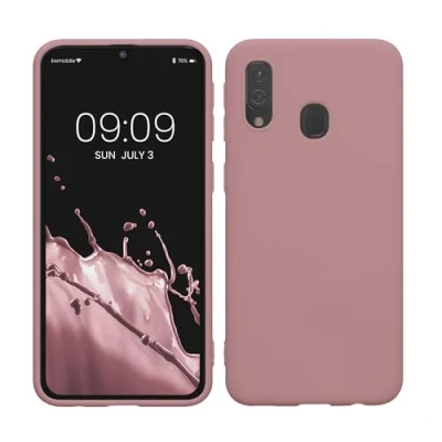 Abbildung von kwmobile Hülle kompatibel mit Samsung Galaxy A40 weiches TPU Silikon Case Cover geeignet für kabelloses Laden Altrosa