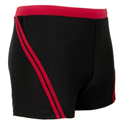 Abbildung von Luvanni Herren Badehose Schwimmhose Männer kurz eng anliegend Badeshorts gestreift Streifen rot blau Streifenmuster *Print* Farbe M