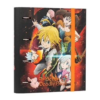 Abbildung von Grupo Erik Ringordner A4 Schmal 4 Ringe Ordner Premium Seven Deadly Sins Manga Kawaii Aktenordner Büro Zubehör Schul