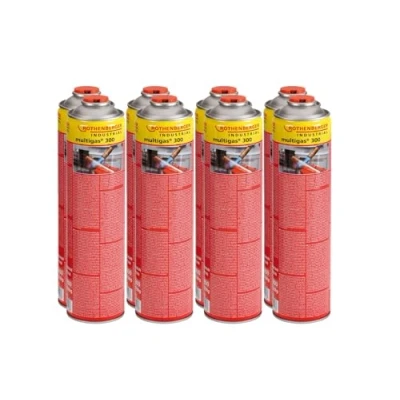 Abbildung von ROTHENBERGER Industrial Multigas 300 Gas Kartusche, 600 ml,338g, Anschluss: 7/16“ EU, Norm EN 417 selbstverschließend,8 Stück