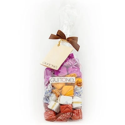 Abbildung von GUSTONE. Antica Torroneria Schokoladentrüffel 450g Geschenktüte gemischt 4 verschiedene Tartufi Sorten mit Milchschokolade 32 edle Trüffel Pralinen aus Italien