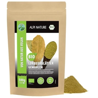 Abbildung von Bio Lorbeerblätter gemahlen (500g), Lorbeerblattpulver, getrocknet, aus kontrolliert biologischem Anbau, 100% natürlich, ohne Zusätze