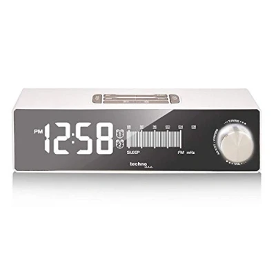 Abbildung von Technoline WT 483 Radiowecker mit USB Ladeanschluss, Retro Optik (Weiss Batterien)