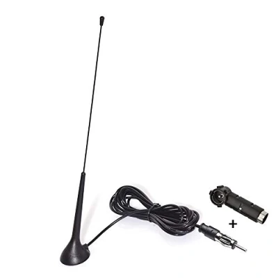 Abbildung von Eightwood Autoradio Antenne FM Radio magnetische Befestigung 3m Kabel RG174 + DIN Buchse auf ISO Adapter für Autos LKWs Universal MEHRWEG