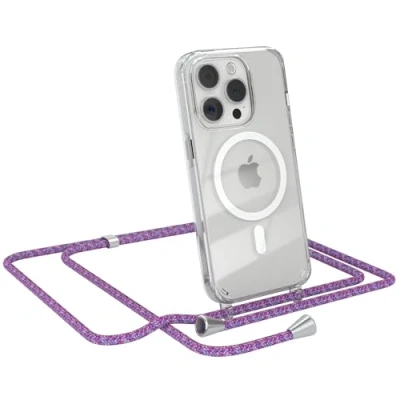 Abbildung von EAZY CASE Handykette kompatibel mit iPhone 15 Pro Kette zum Umhängen Stoßfest Handyhülle für Silikon Hülle Band Handytasche Transparent als Fallschutz in Unicorn