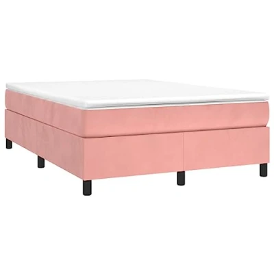 Abbildung von vidaXL Bettgestell, Bettrahmen mit Lattenrost, Polsterbett Bett für Schlafzimmer, Doppelbett Schlafzimmerbett, Rosa 140x200cm Samt