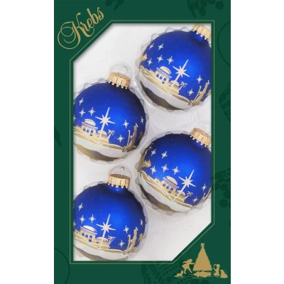 Abbildung von Krebs Glas Lauscha Weihnachtsbaumkugel &quot;Bethlehem, Weihnachtsdeko, Christbaumschmuck, Christbaumkugeln Glas&quot;, (Set, 4 St.), ÃƒËœ ca. 7 cm