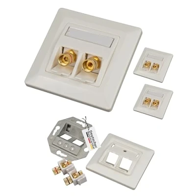 Abbildung von tsnetworks 3x Bananenstecker Lautsprecher Anschlussdose mit Polklemme Keystone Modul vergoldet rot/schwarz, High End Anschlussterminal Buchse für Lautsprecherkabel bis 4 mm²