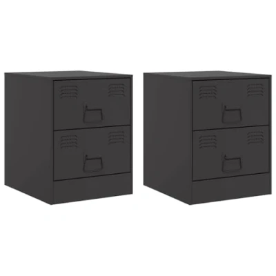 Abbildung von vidaXL Nachttisch Nachttische 2 Stk. Schwarz 34,5x39x44 cm Stahl (2 St)