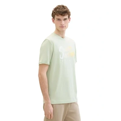 Abbildung von TOM Tailor MIT TEXT Tshirt print, Herren, Größe: Large, Tender sea green