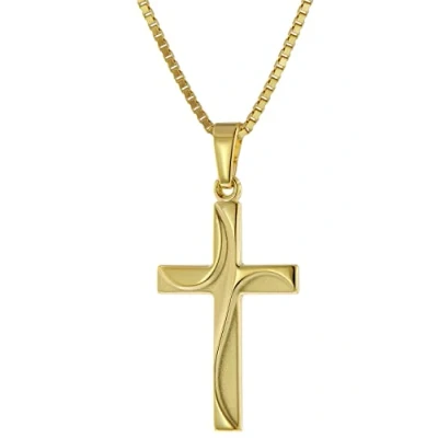 Abbildung von trendor Kette mit Anhänger Kreuz Gold 585 (14Kt) Vergoldeter Silberkette