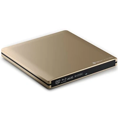 Abbildung von techPulse120 USB 3.0 3D Externer Blu Ray Brenner Burner M Disc BDXL Superdrive Blueray Rom Laufwerk BD DVD CD Slim für Computer PC Notebook Ultrabook Windows MacOS Apple iMac MacBook Pro Air Alu Gold