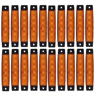 Abbildung von KYYET LED Seitenmarkierungsleuchten, 6 LEDs, 2835 SMD, für LKW, Anhänger, Wohnmobil, Pickup, Traktor, SUV, Boot, 12 V DC, stoßfest, 20 Stück bernsteinfarben