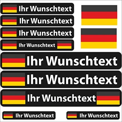 Abbildung von INDIGOS UG® 13 Flaggenaufkleber Land Deutschland Fahne glatt Aufkleber mit Namen &amp; Wunschtext individuell personalisiert Fahrrad Auto Motorrad