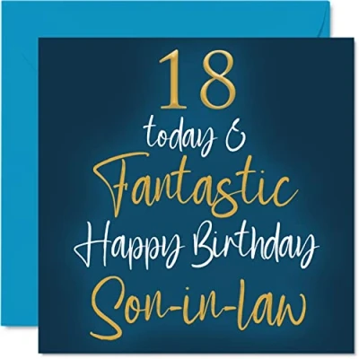 Abbildung von Fantastische Geburtstagskarte zum 18. Geburtstag für Schwiegersohn 18 Today &amp; Fantastic Happy Birthday Karte Schwiegersohn, Geburtstagsgeschenke Sohn, 145 mm x