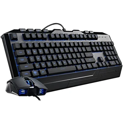 Abbildung von Cooler Master Devastator 3 Combo Tastatur &amp; Gaming Maus Membran mit 7 Farben LED Beleuchtung, Dedizierte Multimedia Tasten und Handgelenkauflage, M110 AZERTY, Französisch