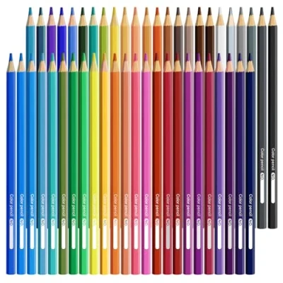Abbildung von WISYOK Buntstift 48er set, Buntstifte Set mit 48 Farben, Sechseckige Farbstifte, Dicke, Holzstifte, Colored Pencils im Kartonetui, Schule für Schulanfänger