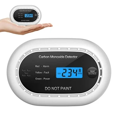 Abbildung von Kohlenmonoxid Detektor mit LCD Digitalanzeige, CE zertifizierter CO Alarm versiegelter 10 Jahres Batterie, eigenständiger akustischer für Zuhause, Schwarz, 1 Packung