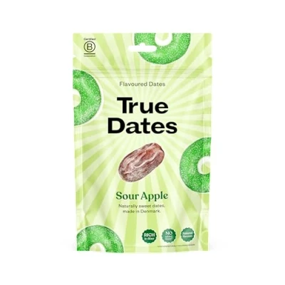 Abbildung von True Dates Sour Apple natürlich aromatisierte Datteln Saurer Apfel Geschmack 100 g