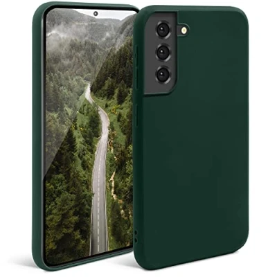 Abbildung von Moozy Minimalist Series Silikon Hülle für Samsung S21, S21 5G, Dunkelgrün Mattes Finish, Dünne, Weiche TPU Handyhülle Schutzhülle
