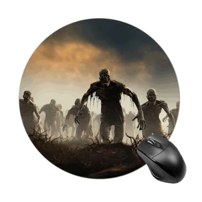 Abbildung von Mauspad mit vielen Zombie Mauspads, rund, wasserdicht, Gaming Mauspads rutschfester Gummiunterseite, waschbar, personalisiertes für Schreibtischunterlage, 20 cm