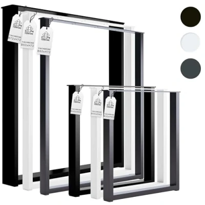 Abbildung von cm Furniture 2er Set Tischbeine Metall Schwarz 43 hoch Einfache Montage 40 x Tischgestell für Couchtisch Sitzbank Tischkufen Möbelfüße Vierkantprofil Stahl Pulverbeschichtet
