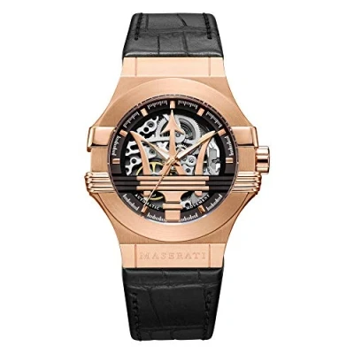 Abbildung von MASERATI Herrenuhr, Kollektion Potenza, Automatik Uhrwerk, nur mit Zeitanzeige, aus Edelstahl und Leder R8821108039