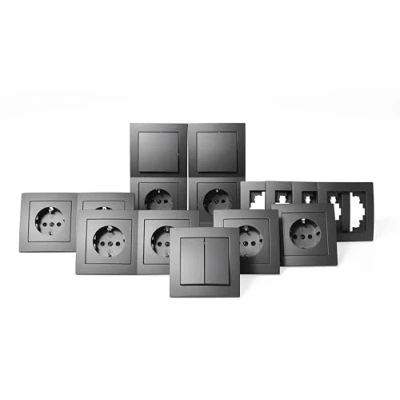 Abbildung von McPower Steckdose Schalter und Steckdosen Set Flair Einsteiger 16 teilig, anthra