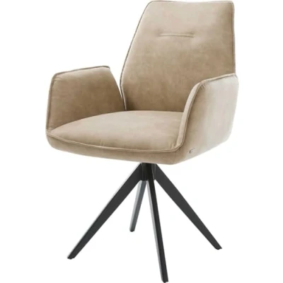 Abbildung von Drehstuhl Zoa Flex Beige Vintage Kreuzgestell kantig Schwarz 180 drehbar