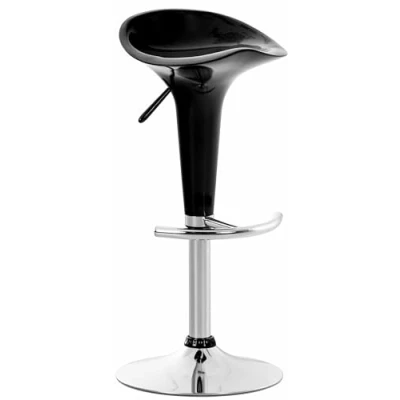 Abbildung von CLP Barhocker Saddle mit drehbarem Kunsttoffsitz und Fußablage I Höhenverstellbarer Hocker Metallgestell in Chrom Optik, Farbe:schwarz