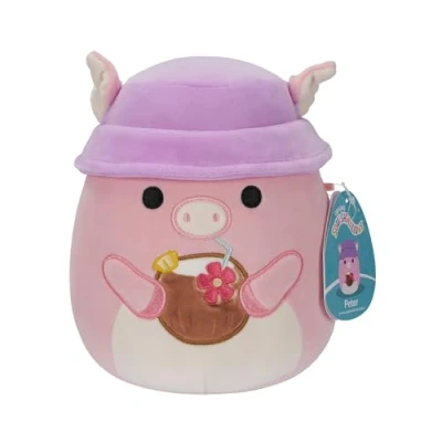 Abbildung von Squishmallows SQCR05382 Peter das rosa Schwein mit Fischerhut 19 cm, offizielles Jazwares Plüsch, superweiches Kuscheltier