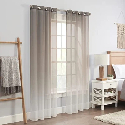 Abbildung von ECLIPSE INES Bedruckte Ombré Fenstervorhänge mit Ösen, für Schlafzimmer, 132,1 x 274,3 cm, Grau