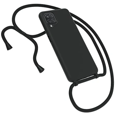 Abbildung von EAZY CASE Premium Silikon Handykette kompatibel mit Samsung Galaxy A12 Handyhülle Umhängeband, Handykordel Schutzhülle, Silikonhülle, Hülle Band, Kette für Smartphone, Schwarz