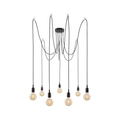 Abbildung von Paulmann 50390 Neordic Pendelleuchte Ketil 7 flammig Spinne max. 7x60 Watt Hängelampe ohne Leuchtmittel Schwarz Silikon, Metall Hängeleuchte E27, 7er pendel