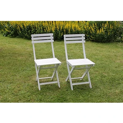 Abbildung von Sedex Bistro 2er Set Klappstuhl für Garten, Terrasse und Balkon Eukalyptusholz weiß gewischt