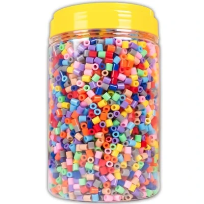 Abbildung von La Manuli Bügelperlen 5000 Stück im Dose, Midi Größe 5mm, inklusive 2 Pinzetten, Steckperlen, Nachfüllset Bastelperlen Mit jeder Marke Beads kompatibel