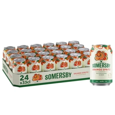 Abbildung von Somersby Orange Spritz Cider 0,33 l Dose, 24 Dosen fruchtiger mit bittersüßem Orangen Geschmack 4,5 Prozent Volumen ohne künstliche Farb und Aromastoffe (24 x l)