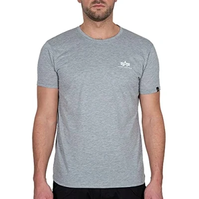 Abbildung von Alpha Industries Herren Basic T Small Logo Shirt, Blickdicht, Grey Heather, L