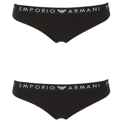 Abbildung von Emporio Armani Damen Iconic Logoband 2 Pack Brasilian Halber Slip, Nero, L