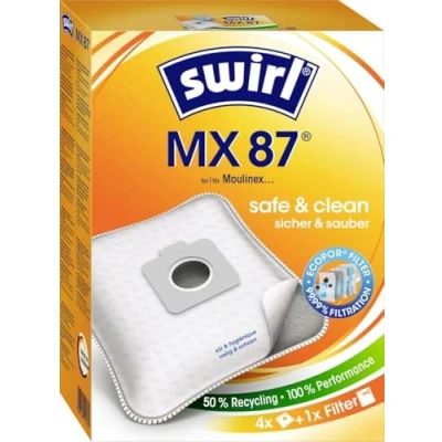 Abbildung von Swirl Staubsaugerbeutel MX87 MX 87, passend für Moulinex Krups Staubsauger, inkl. 1 Filter zuschneidbar, 4 St., Optimale Passform, MicroPor® Plus Qualität lange Nutzungsdauer