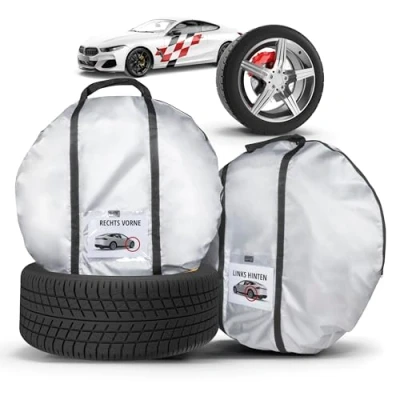 Abbildung von Walser Premium Reifentaschen Set 2 teilig, 100% UV beständige Reifen Aufbewahrungstasche, Schutz Tasche für Indoor/Outdoor Lagerung, wasserdichter Reifensack Größe M 15 16 Zoll