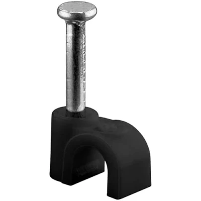 Abbildung von goobay 64677 Kabelschelle 100er Set / Kabelhalterung zur Kabel Befestigung bis zu 4mm Durchmesser Kabelklemme mit Nagel für Wand, Türrahmen, Ecken und Aufputz 100 Stück Schwarz