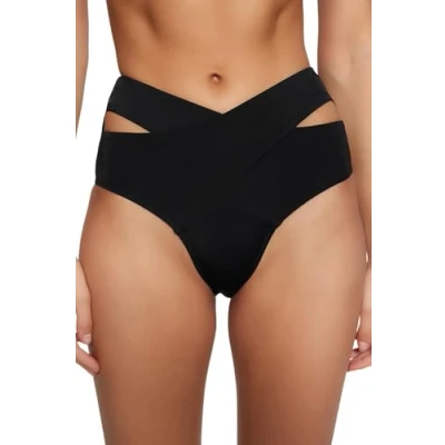 Abbildung von TRENDYOL Damen Cut out Detailed High Waist Six Bikini Bottoms, Schwarz, 40 EU