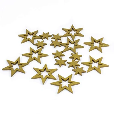 Abbildung von Oblique Unique® 18 Holz Sterne Holzdeko Weihnachtsdeko Tischdeko Weihnachten Echtholz Farbe wählbar (Gold)