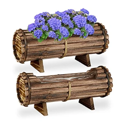 Abbildung von relaxdays Blumenkasten Holz 2er Set