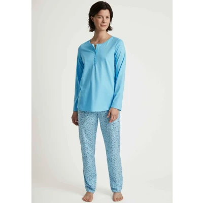 Abbildung von Calida LANG Nachtwäsche Set, Damen, Größe: 36, Blue topaz